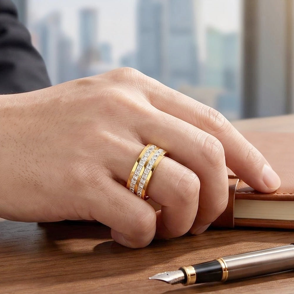 💍Roterende krystalring, lindrer angst, symboliserer løfter og held, vandtæt og farvefas