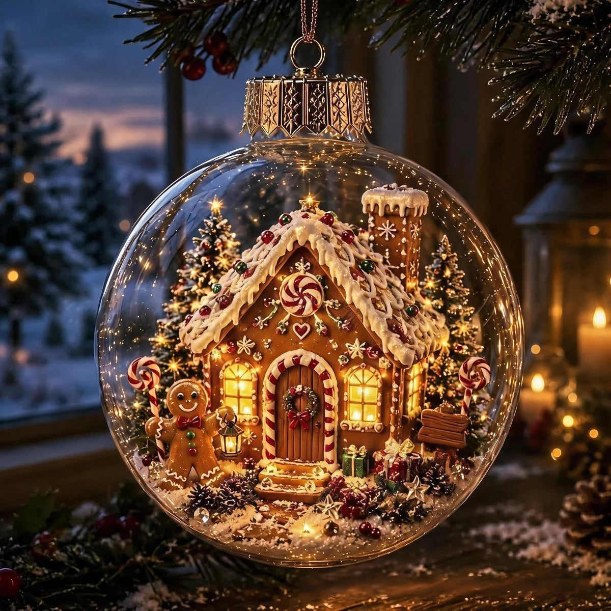 🎄Lysende jule-diorama – juletræspynt – En lille vinterverden i din håndflade👼