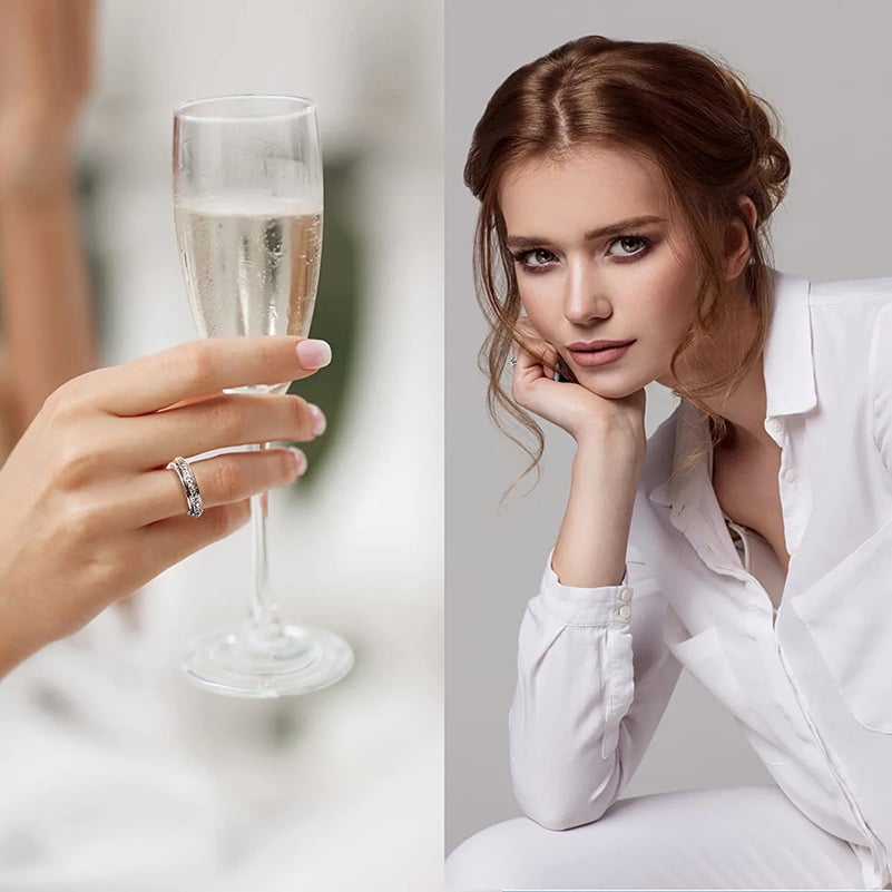 💍Roterende krystalring, lindrer angst, symboliserer løfter og held, vandtæt og farvefas