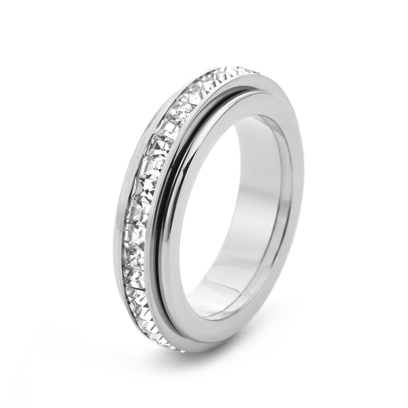 💍Roterende krystalring, lindrer angst, symboliserer løfter og held, vandtæt og farvefas
