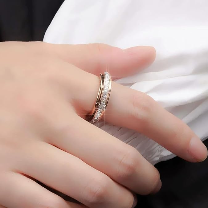 💍Roterende krystalring, lindrer angst, symboliserer løfter og held, vandtæt og farvefas