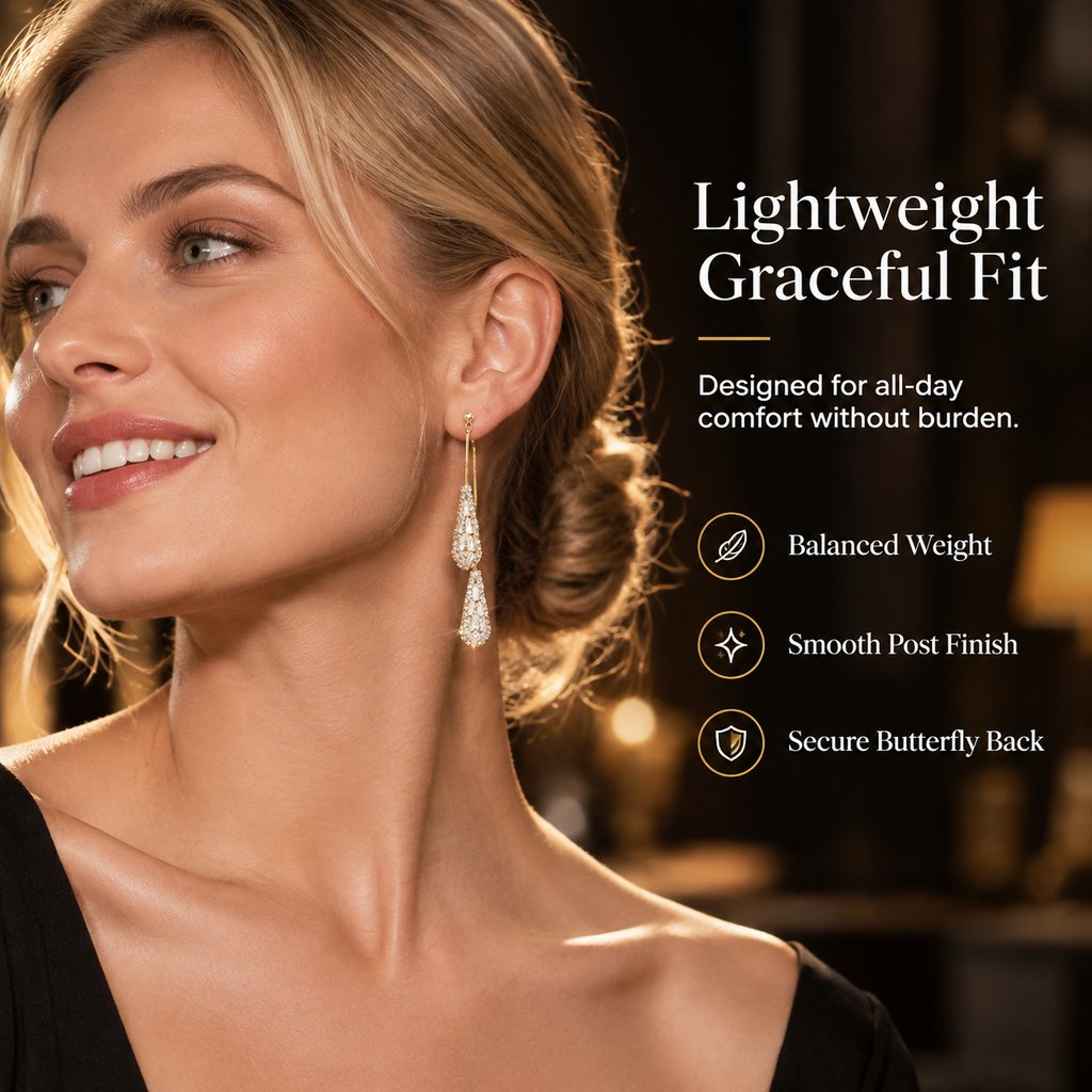 💎Elegante øreringe til kvinder med cubic zirconia – dobbeltsidede, dråbeformede, med kvaste