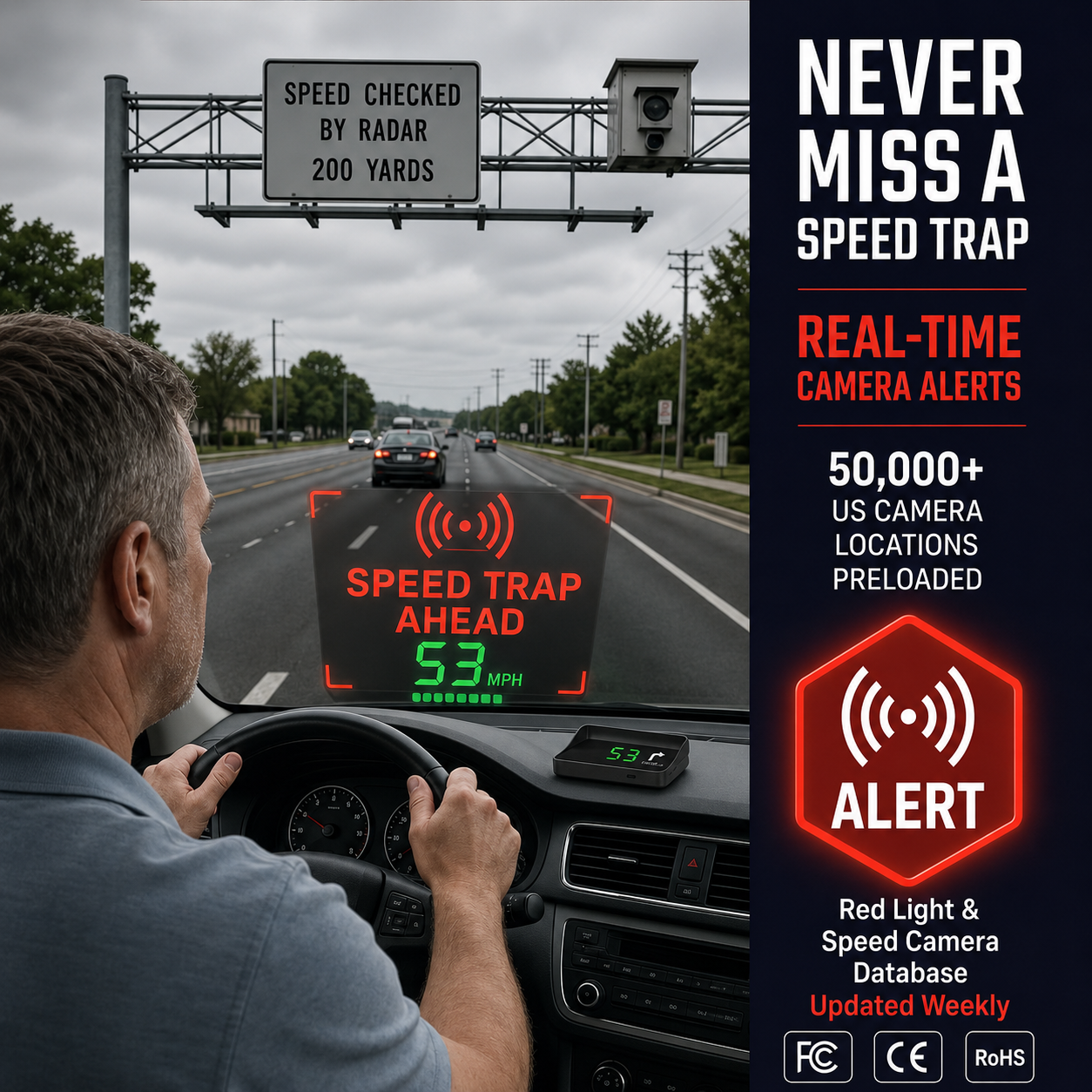 Head-Up Display (HUD) – GPS til biler med digitalt speedometer