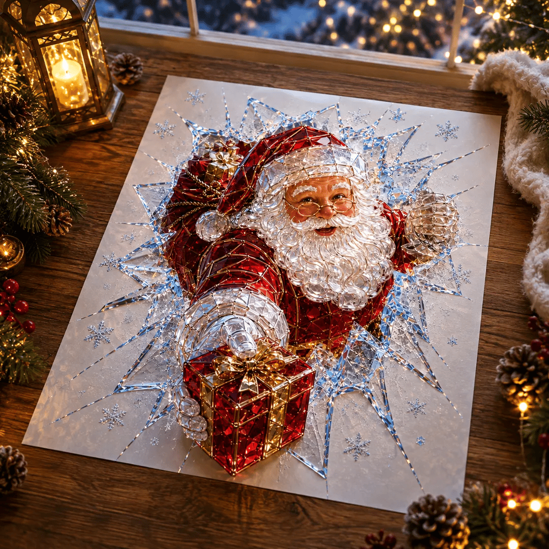 🔥HETEREA 49 % RABAT✨🎄Juleklistermærke med krystalmotiv til vinduet — 3D-vinduesdekoration med knust gla