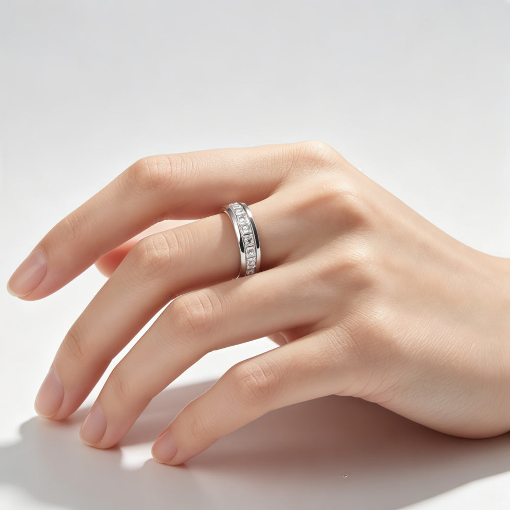 💍Roterende krystalring, lindrer angst, symboliserer løfter og held, vandtæt og farvefas