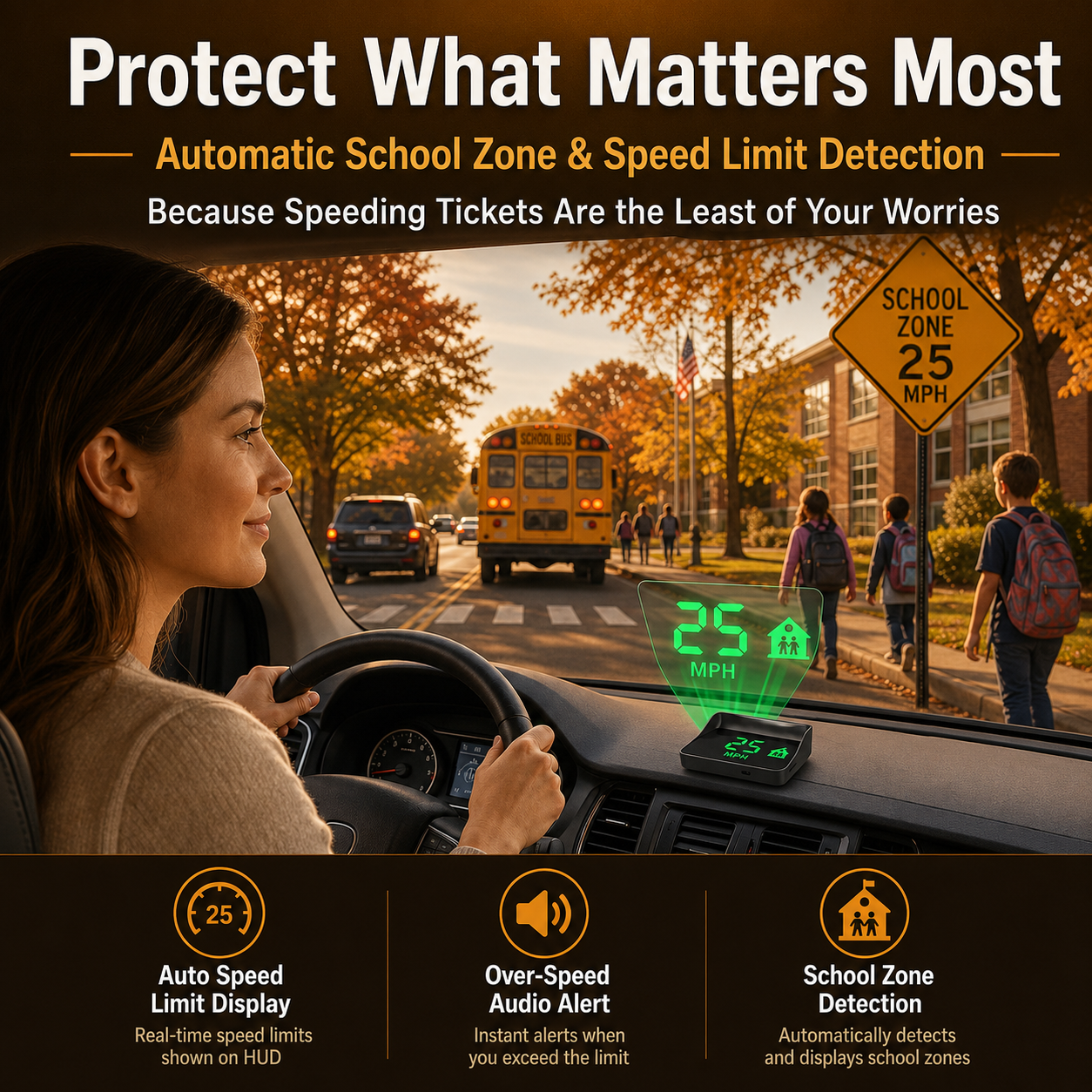 Head-Up Display (HUD) – GPS til biler med digitalt speedometer