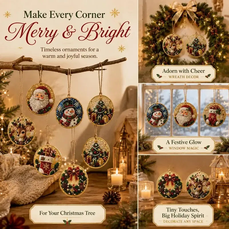 ⏳ Sidste dag med 49 % rabat – 🎄Begyndervenligt DIY-sæt til diamantmaling med juleperler og ædelstene | 6 festlige motiver med glitrende perler, facetterede ædelstene og detaljer i 3D-la