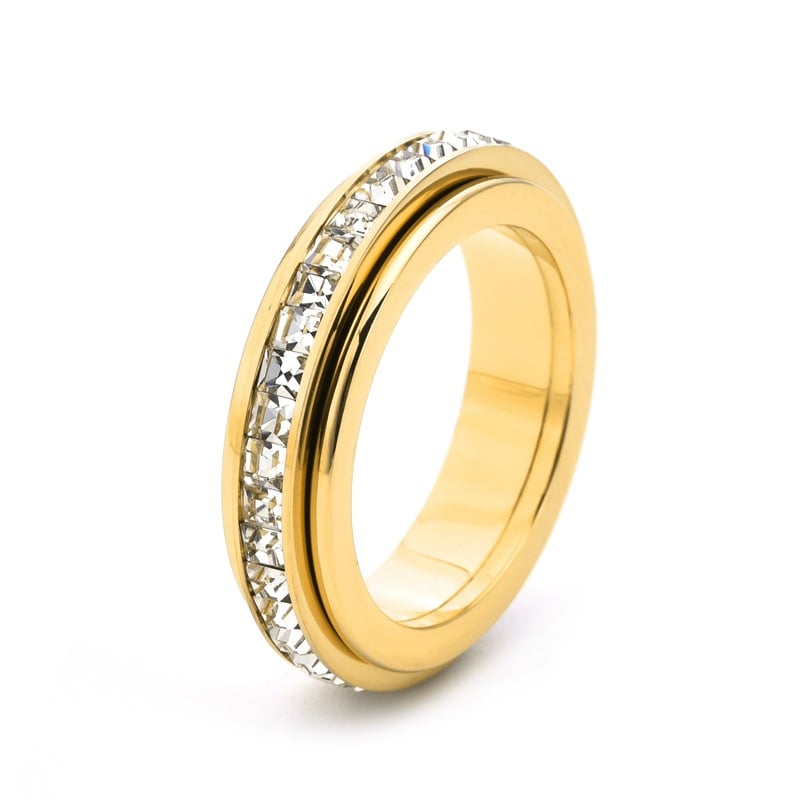 💍Roterende krystalring, lindrer angst, symboliserer løfter og held, vandtæt og farvefas