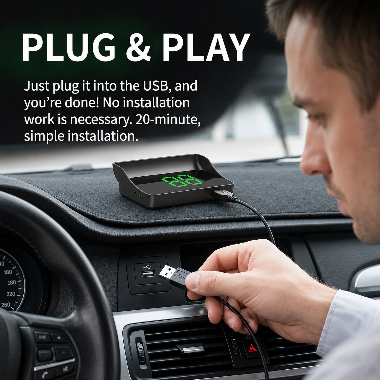 Head-Up Display (HUD) – GPS til biler med digitalt speedometer