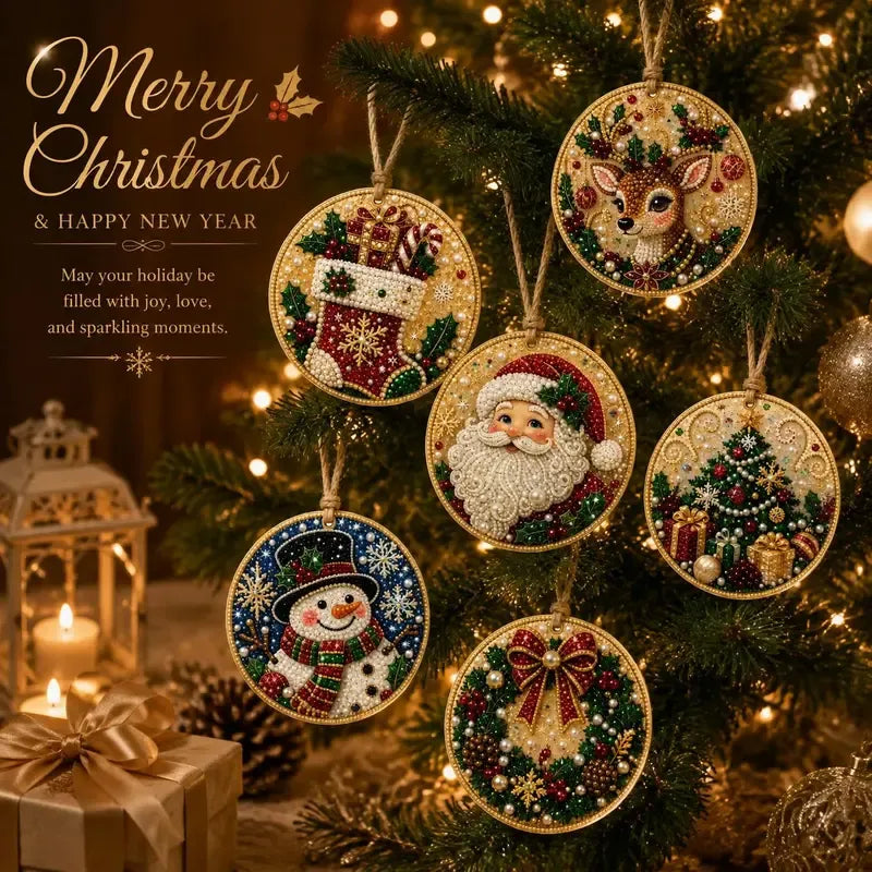 ⏳ Sidste dag med 49 % rabat – 🎄Begyndervenligt DIY-sæt til diamantmaling med juleperler og ædelstene | 6 festlige motiver med glitrende perler, facetterede ædelstene og detaljer i 3D-la