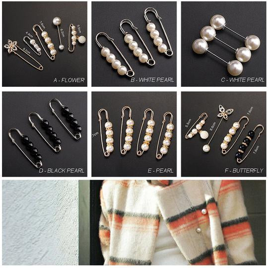 ✨Perlebrocher, sikkerhedsnåle til tøj – bukser, nederdele, cardigans, kraver – brocher med imiterede perler og rhinestones til kvinder og piger, sikkerhedsnåle til bukse