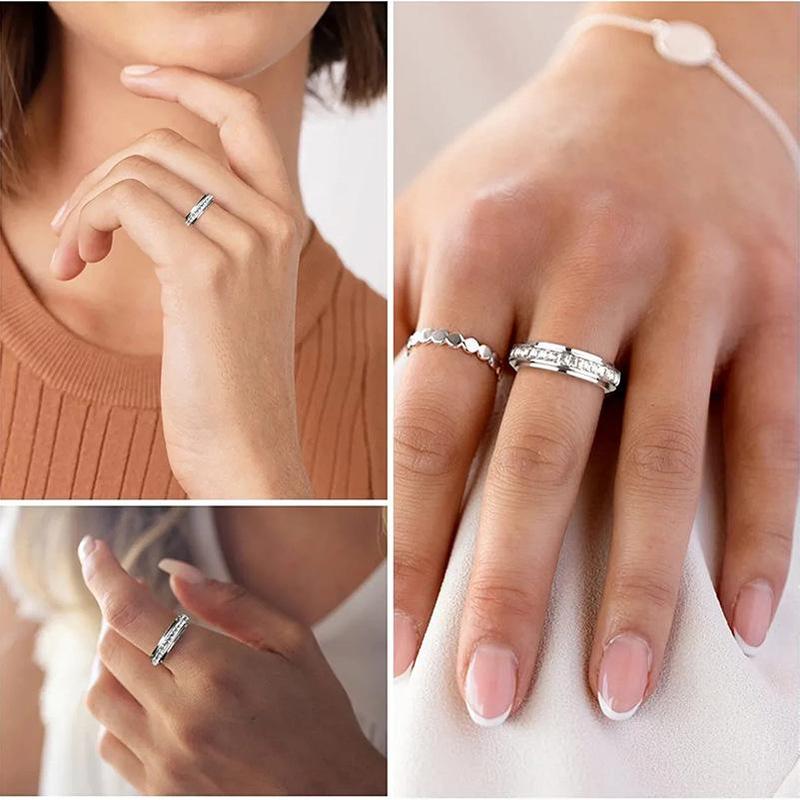 💍Roterende krystalring, lindrer angst, symboliserer løfter og held, vandtæt og farvefas