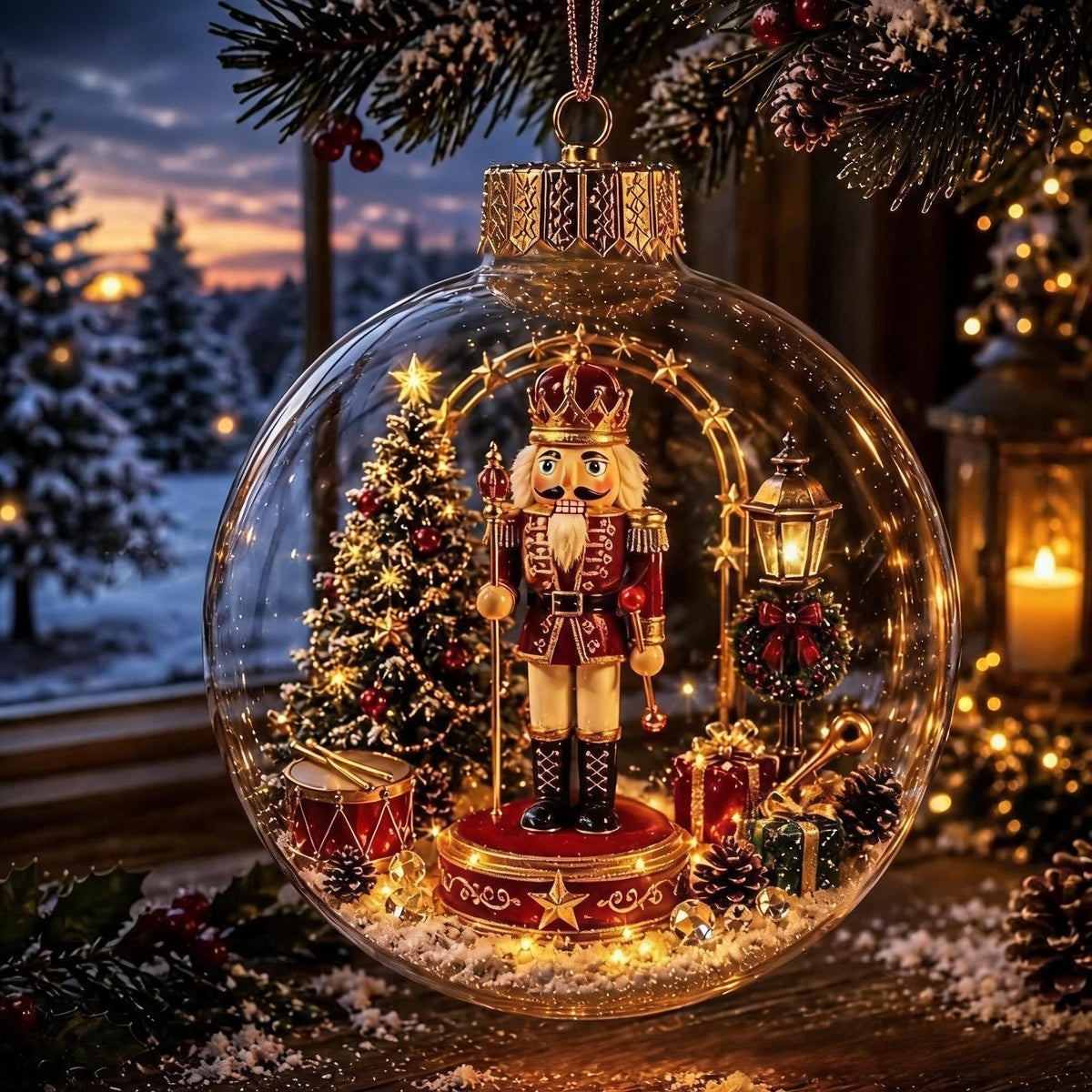 🎄Lysende jule-diorama – juletræspynt – En lille vinterverden i din håndflade👼