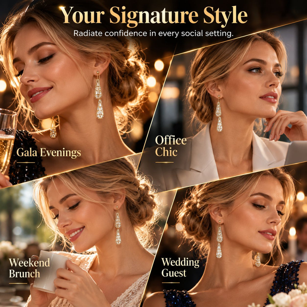 💎Elegante øreringe til kvinder med cubic zirconia – dobbeltsidede, dråbeformede, med kvaste