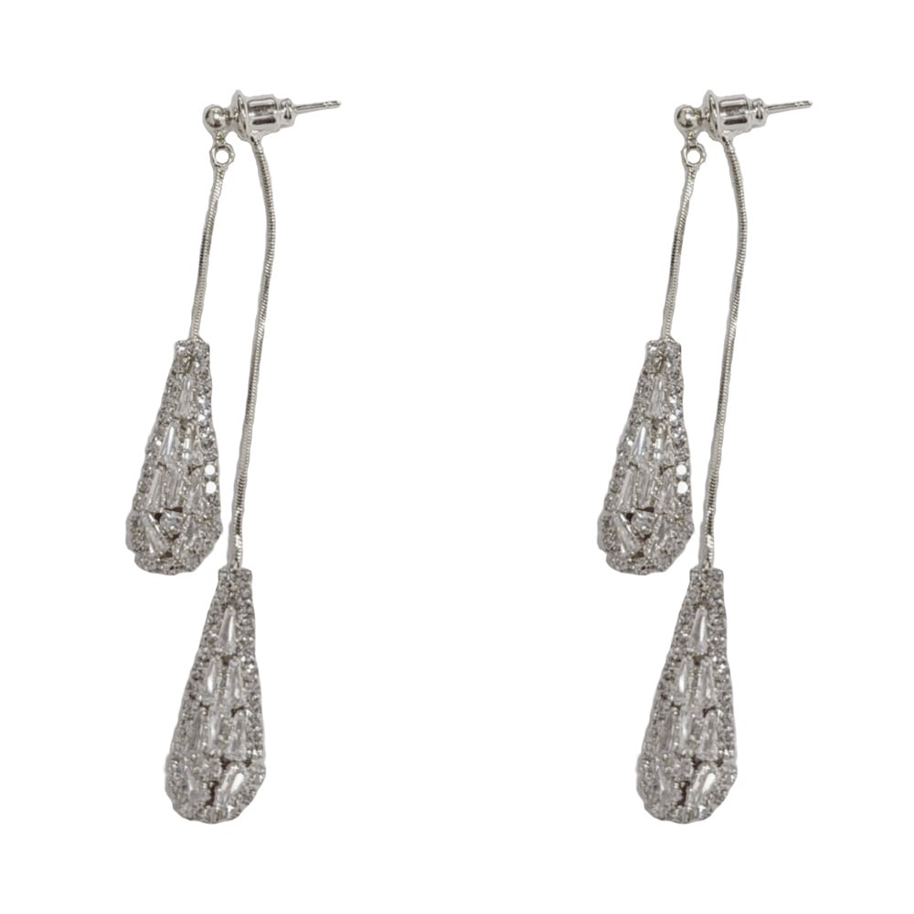 💎Elegante øreringe til kvinder med cubic zirconia – dobbeltsidede, dråbeformede, med kvaste