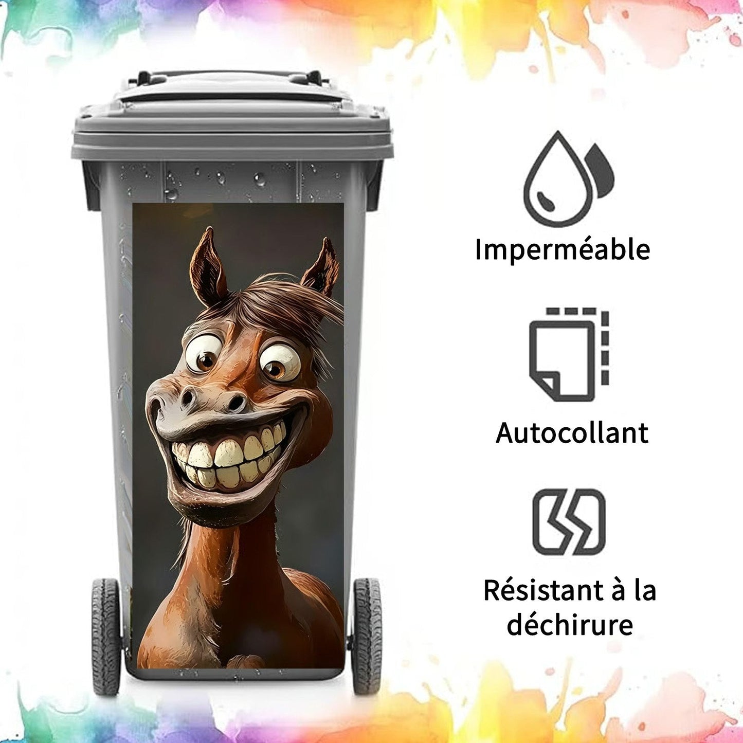 🦒🐯Kreativt klistermærke til skraldespanden med farverig tegneserie✨