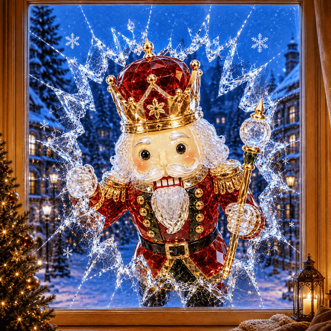🔥HETEREA 49 % RABAT✨🎄Juleklistermærke med krystalmotiv til vinduet — 3D-vinduesdekoration med knust gla