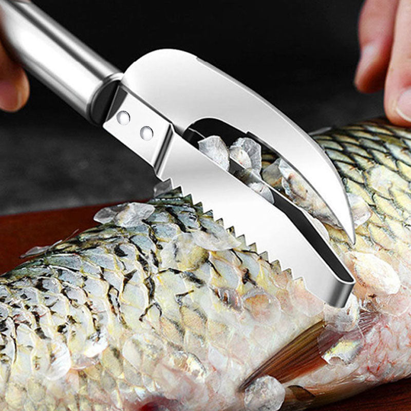 🔪 50 % RABAT NU! Multifunktionel fiskekniv i rustfrit stål – ultraskarpt blad, takket ryg for nem afskalning og ergonomisk håndtag – perfekt til filetering, udtagning og hakning af urter 🐟