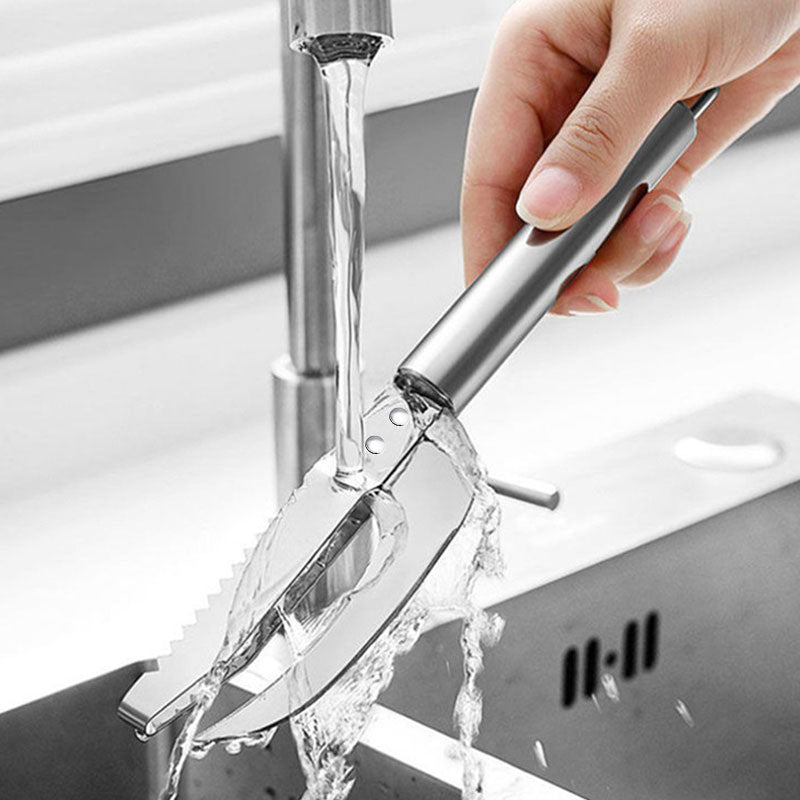 🔪 50 % RABAT NU! Multifunktionel fiskekniv i rustfrit stål – ultraskarpt blad, takket ryg for nem afskalning og ergonomisk håndtag – perfekt til filetering, udtagning og hakning af urter 🐟