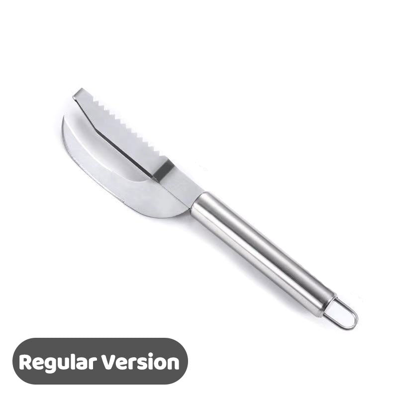 🔪 50 % RABAT NU! Multifunktionel fiskekniv i rustfrit stål – ultraskarpt blad, takket ryg for nem afskalning og ergonomisk håndtag – perfekt til filetering, udtagning og hakning af urter 🐟