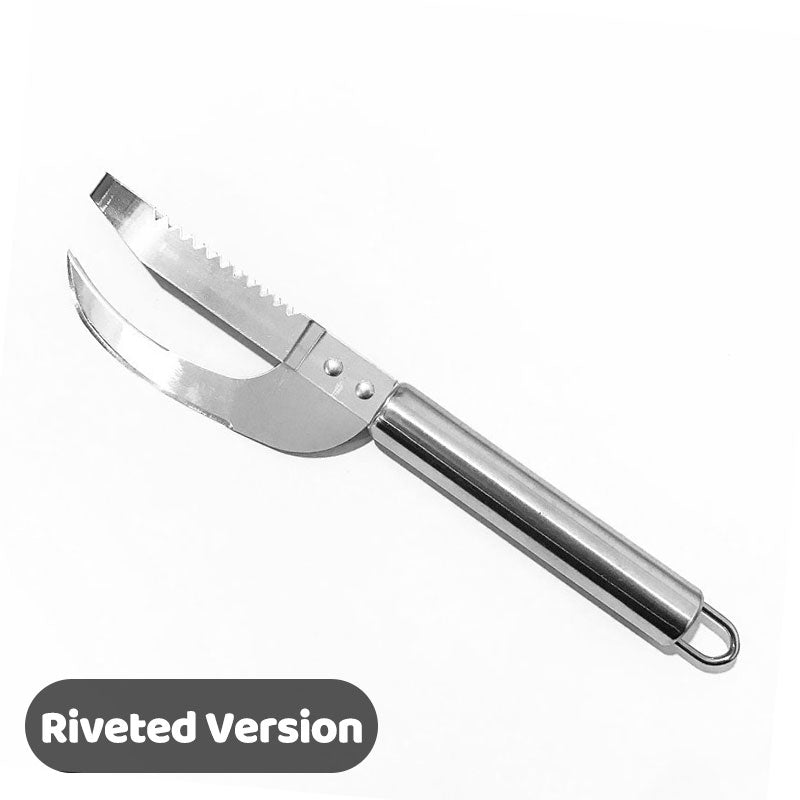 🔪 50 % RABAT NU! Multifunktionel fiskekniv i rustfrit stål – ultraskarpt blad, takket ryg for nem afskalning og ergonomisk håndtag – perfekt til filetering, udtagning og hakning af urter 🐟