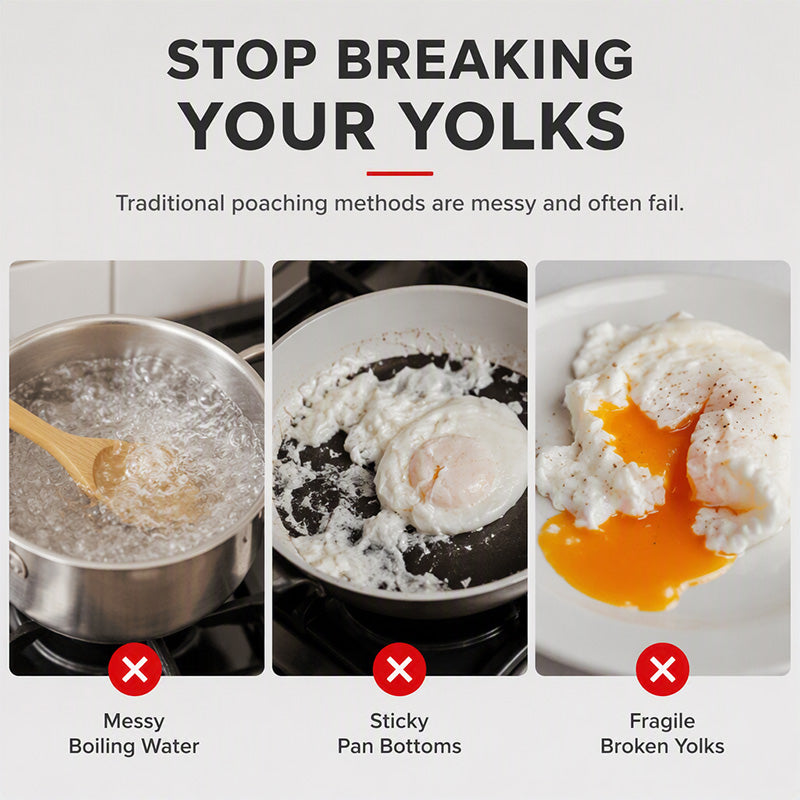 🎉 2026-udsalg — Over 14.000 solgt! 🍳 3-i-1 æggepocherer i rustfrit stål – pocher, dampkog, bag – 304-stål, non-stick-belægning, én gryde, uendelige morgenmadsmuligheder