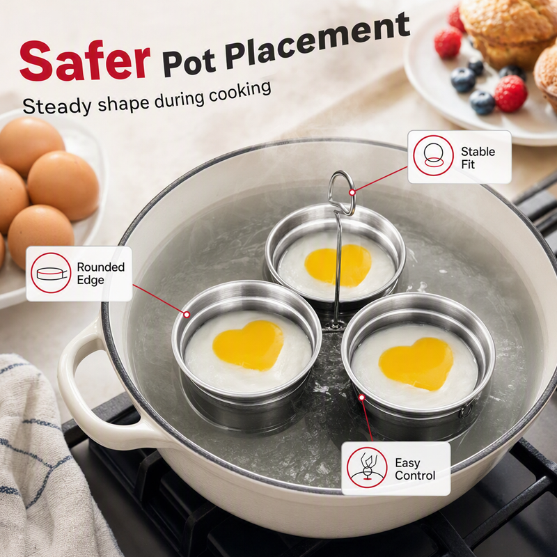 🎉 2026-udsalg — Over 14.000 solgt! 🍳 3-i-1 æggepocherer i rustfrit stål – pocher, dampkog, bag – 304-stål, non-stick-belægning, én gryde, uendelige morgenmadsmuligheder